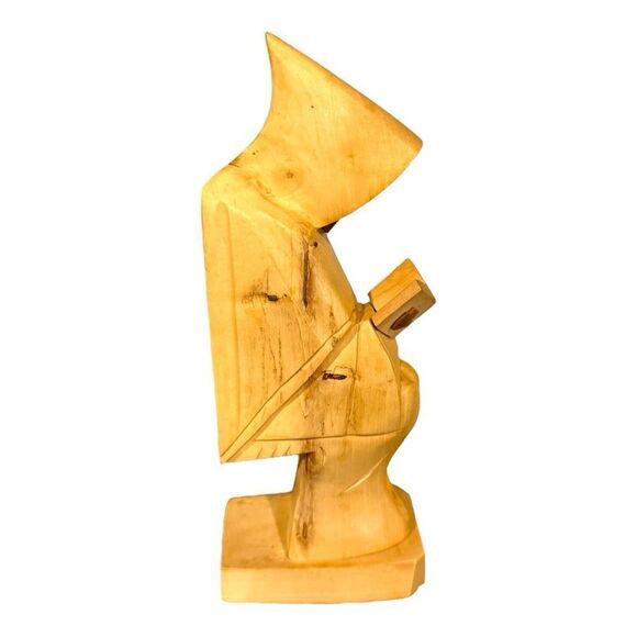 Handcarved Wooden Monk Statue - Natural Wood Finish - Picture 3 of 8